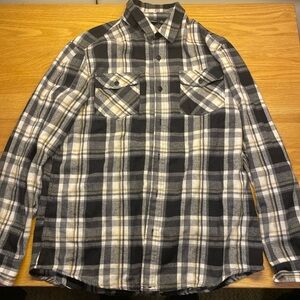 Burnside Gray and White Plaid Shirt